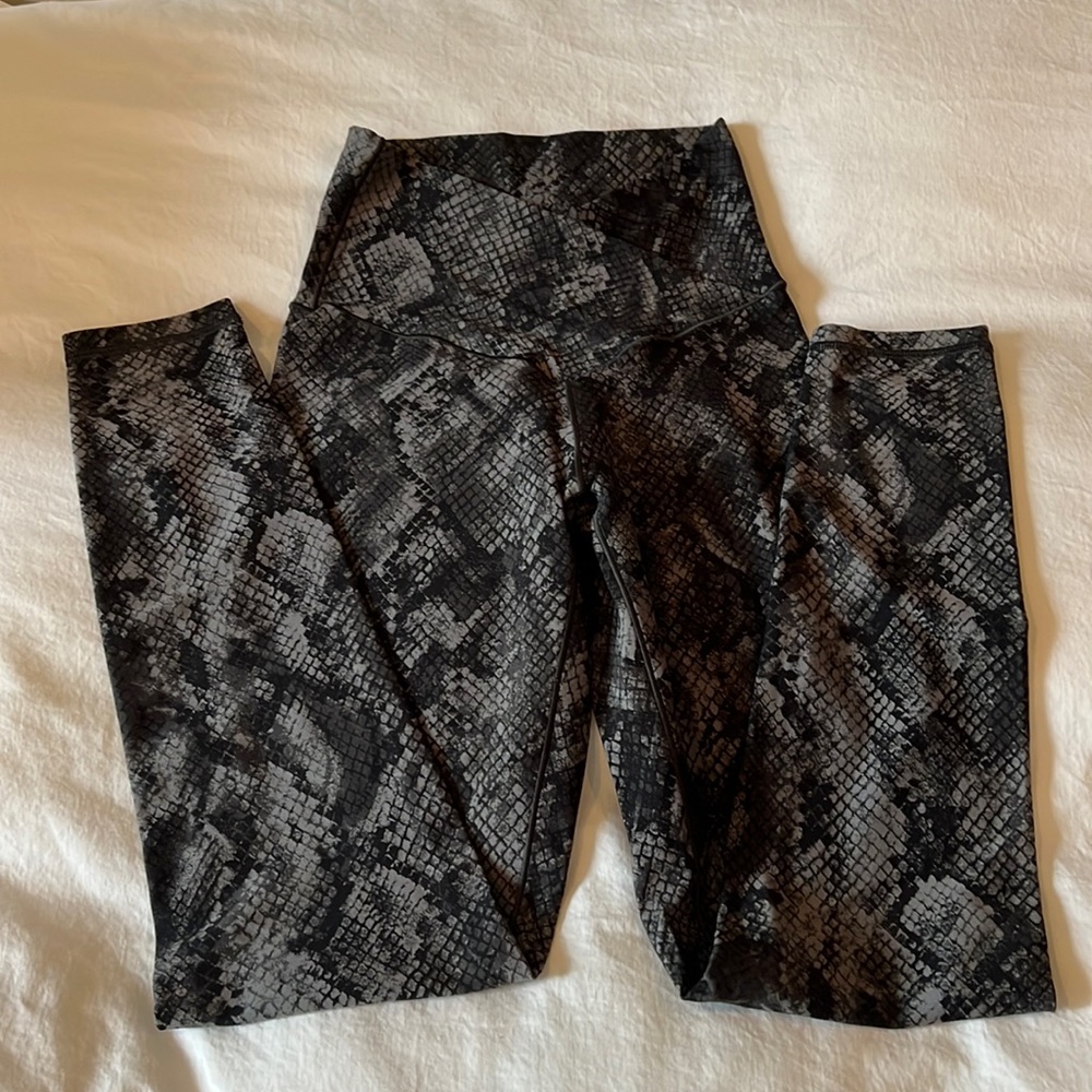 High-Waist Snake Print Leggings - Black/Grey